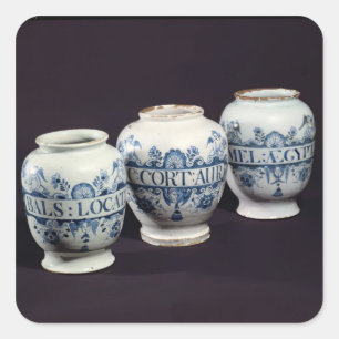 Apothekerdrogengläser, c.1740 quadratischer aufkleber