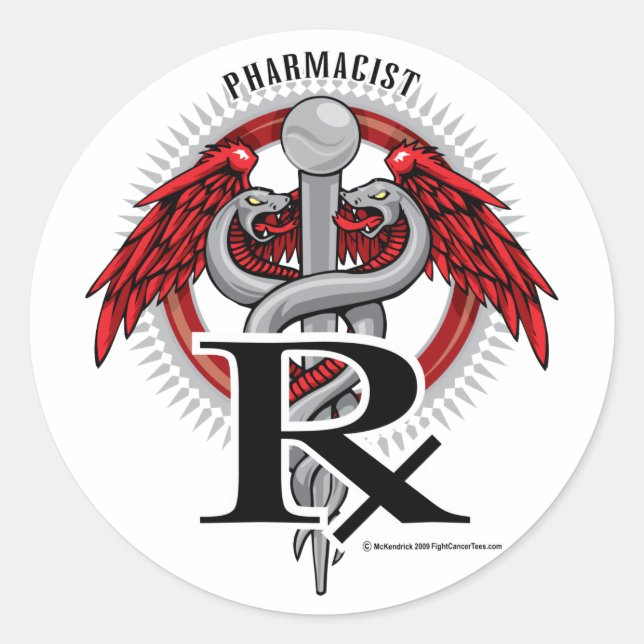 Apothekerin Caduceus Runder Aufkleber (Vorderseite)
