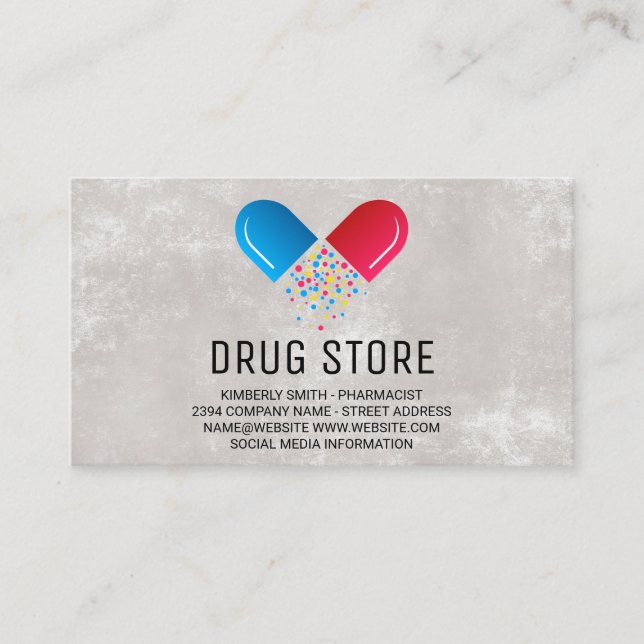 Apothekerin | Logo für die Medizin Pille geöffnet Visitenkarte (Vorderseite)