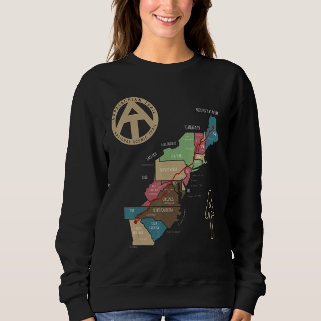 Appalachen Wanderkarte Sweatshirt (Vorderseite)