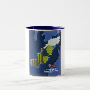 Appalachia-Reise Karte Vereinigte Staaten Osten Zweifarbige Tasse