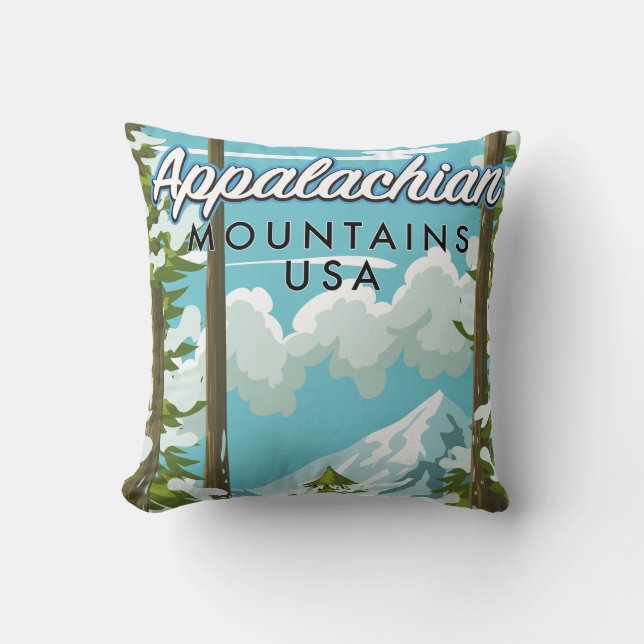 Appalachian Mountains Reiseposter Tasse Kissen (Vorderseite)