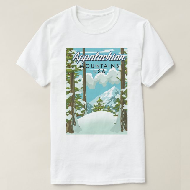 Appalachian Mountains Travel Poster T-Shirt (Design vorne)