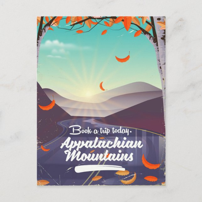 Appalachian Mountains Vintage Reiseposter Postkarte (Vorderseite)