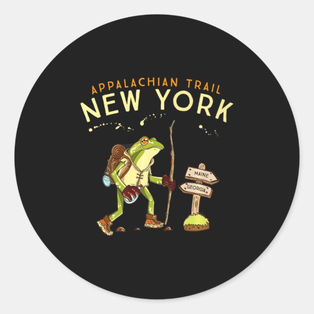 Appalachian Trail New York Hiking Frog _1  Runder Aufkleber (Vorderseite)