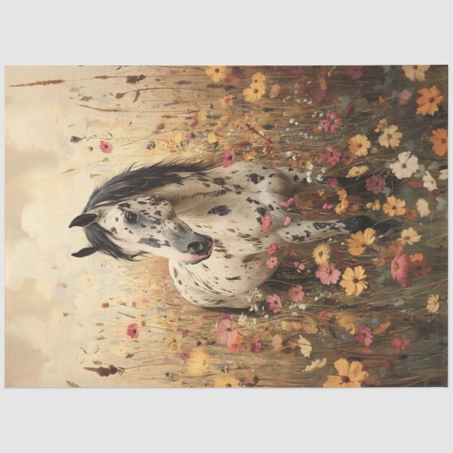 Appaloosa Horse Wildblume Field Decoupage Seidenpapier (Vorderseite)