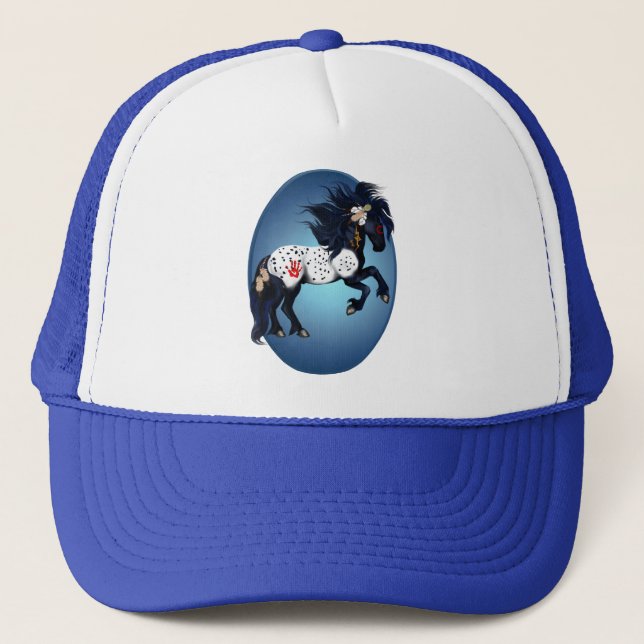 Appaloosa-Kriegs-Pony-Oval-Hut Truckerkappe (Vorderseite)