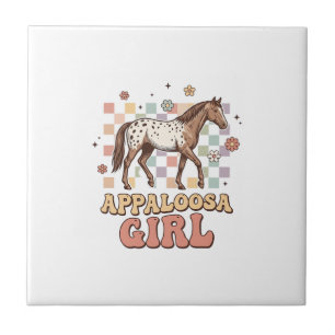 Appaloosa Mädchen Vintage Pferd Western T-Shirt De Fliese