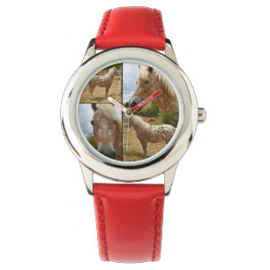 Appaloosa Pferd FotoCollage, Kinderlederuhr Armbanduhr