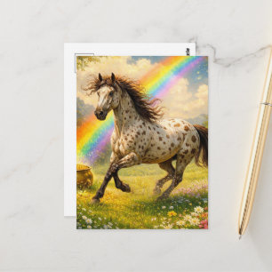Appaloosa-Pferd und ein Topf Gold Postkarte