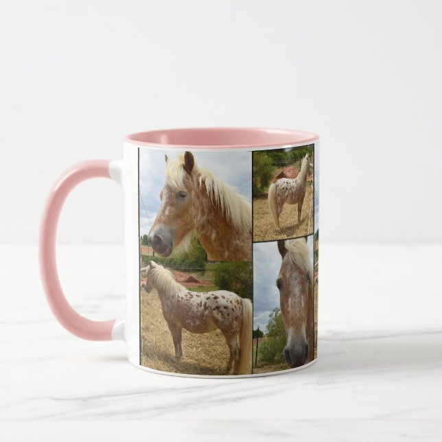 Appaloosa Pferde, Foto Collage Pink Kaffee Tasse. Tasse (Links)