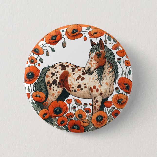 Appaloosa Pferde Mohn Appy Pferde Button (Vorderseite)