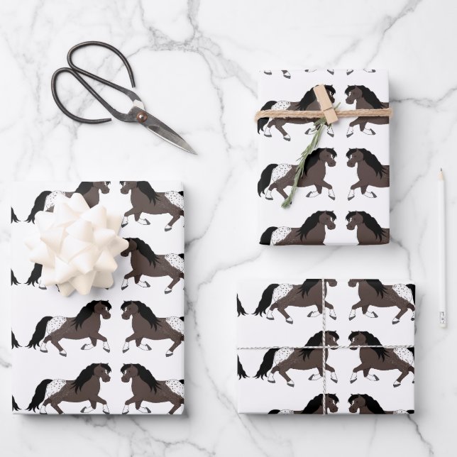 Appaloosa Ponies Enveloppant des feuilles de papie (Recto)