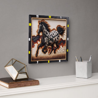 Appaloosa Prairie: Kunst, Zeit, Stil, Freiheit Quadratische Wanduhr