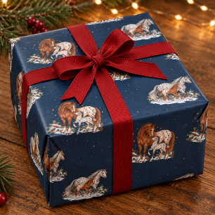 Appaloosa-Stute und Fohlen Snowy Ranch Weihnachten Geschenkpapier