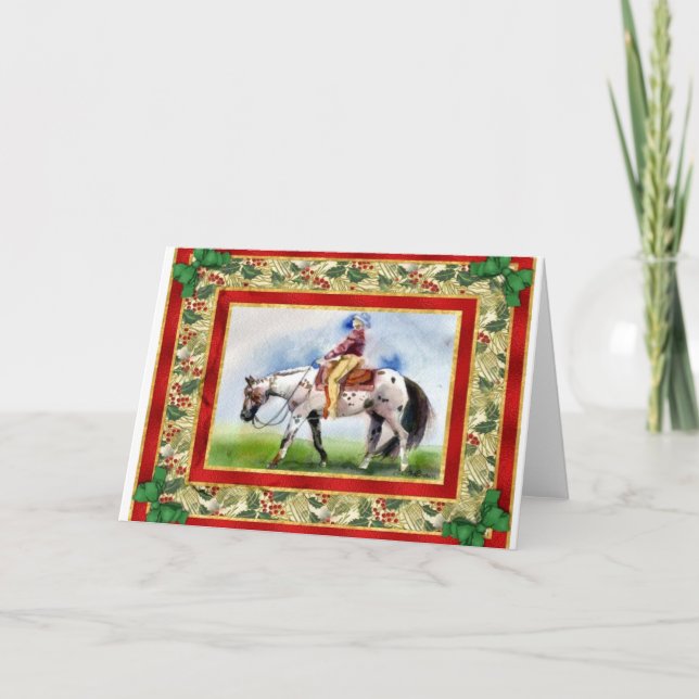 Appaloosa-Western-Vergnügens-Raum-Weihnachtskarte Feiertagskarte (Vorderseite)