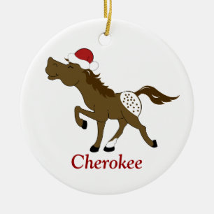 APPALOSA Pferd in Weihnachtsmannmütze Custom Orna Keramikornament