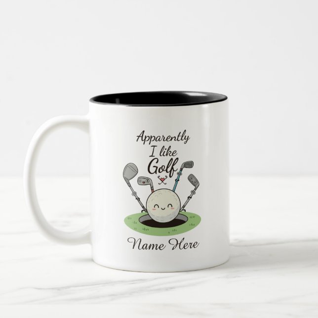 Apparently I Like Golf personalized Name  Zweifarbige Tasse (Links)