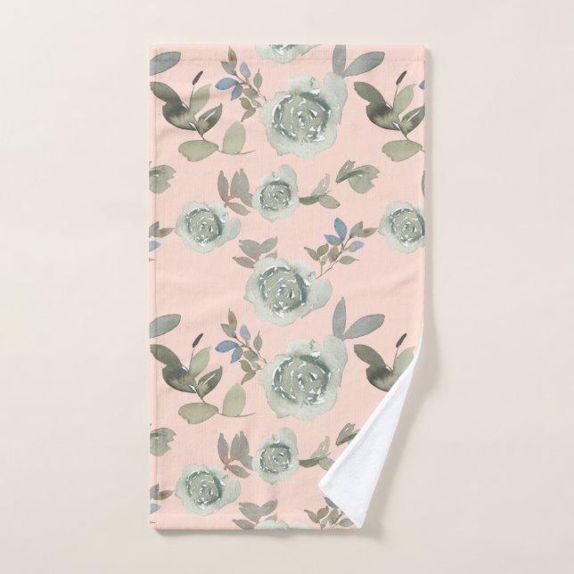 Appartement Rose à l'aquarelle Peach (Serviette à main)