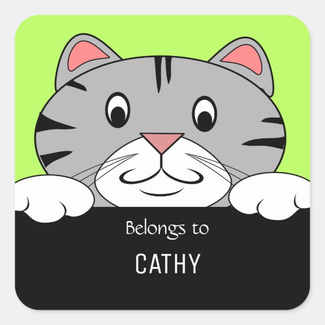 Appartient Au Sticker Étiquette De Livre Kitten (Devant)