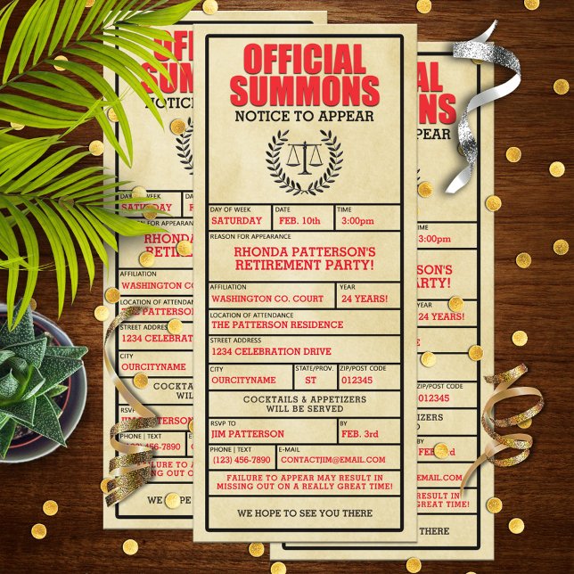 Appel officiel Invitations du parti de retraite (Créateur téléchargé)