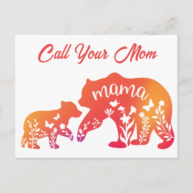 Appelez votre carte postale Maman Mama Bear (Devant)