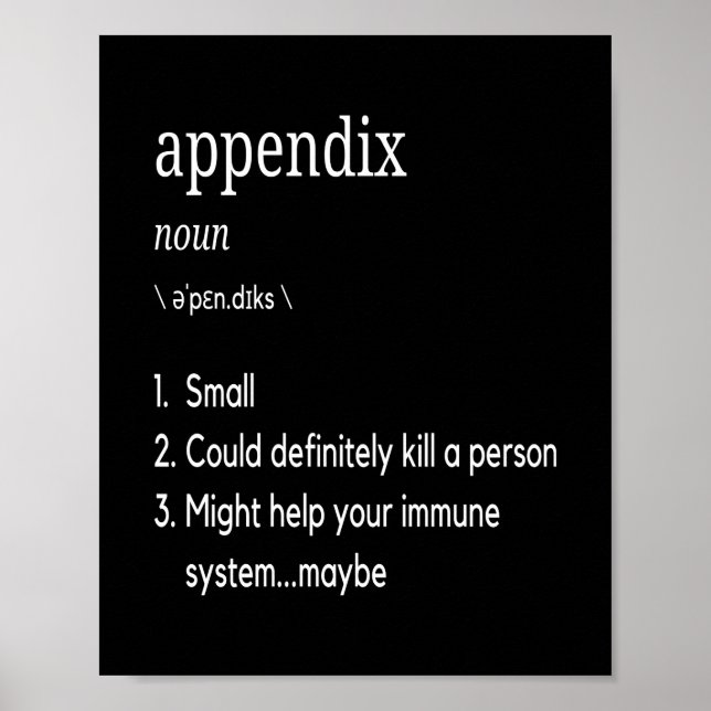 Appendix Definition Anlagen Appendectomy Poster (Vorne)