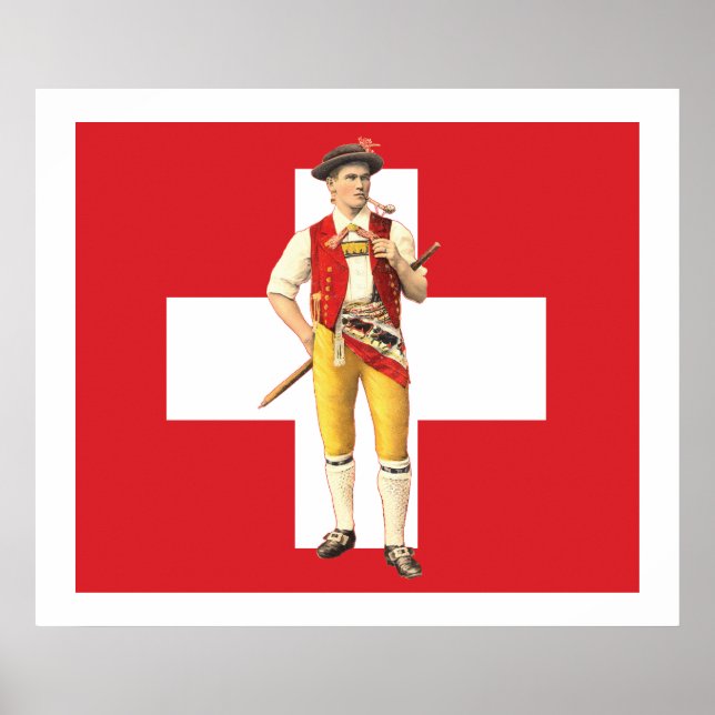 Appenzell Innerrhoden Trachten Swiss Flag Poster (Vorne)