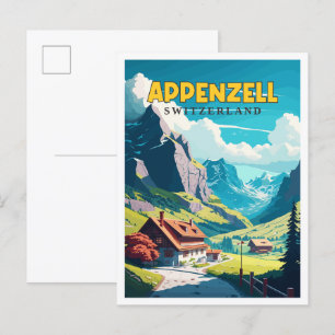 Appenzell Schweiz Vintage-Reiseillustration Postkarte