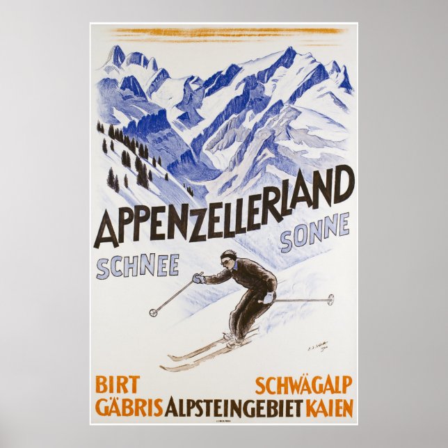 Appenzellerland, Schnee Sonne, Travel Ski Poster (Vorne)