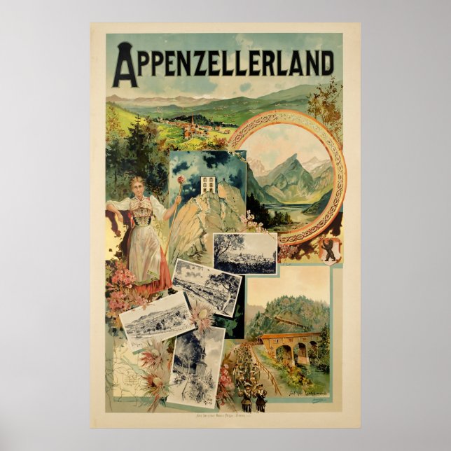 Appenzellerland, Suisse, Affiche de ski de voyage (Devant)