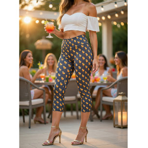 Apperol Spritz Cocktail Hochgeschnittene Caprihose Capri Leggings