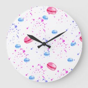 Appetitliche Makaronen in Aquarellfarben Spritzer Große Wanduhr