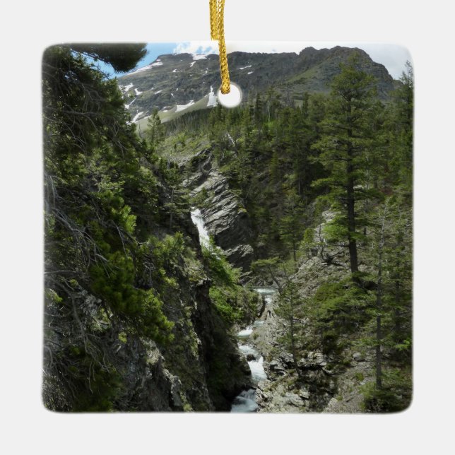 Appistoki Falls and Peak at Glacier National Park Keramikornament (Vorderseite)