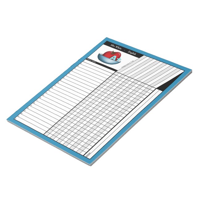 Apple A+ Blue Teachers' Node Sheets Notepad Notizblock (angewinkelt)