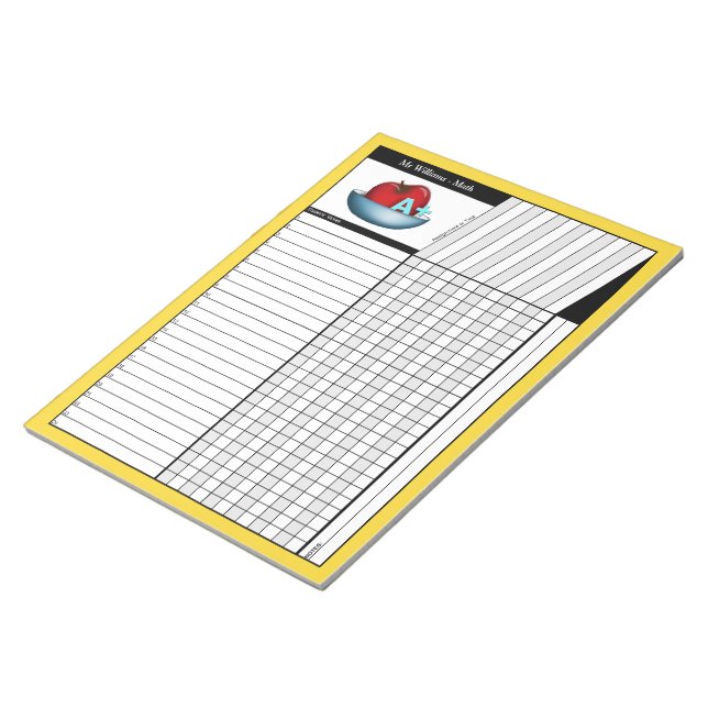 Apple A+ gelbe Lehrerblätter - Notepad Notizblock (angewinkelt)