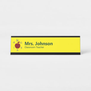 Apple ABC 123 Gelbe Lehrerin Name und Jobbezeichnu Schreibtischnamensplakette