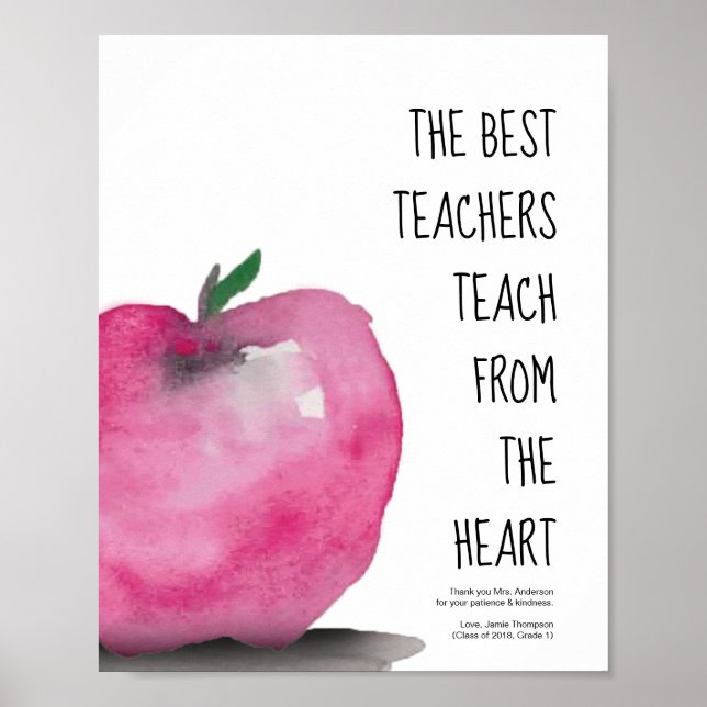 Apple Aquarell für den besten Lehrer danke Poster (Vorne)