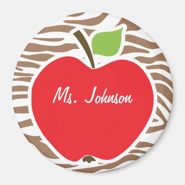Apple auf Chamoisee Zebra Animal Print Magnet (Vorne)