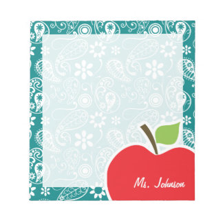 Apple auf Dark Cyan Paisley Notizblock