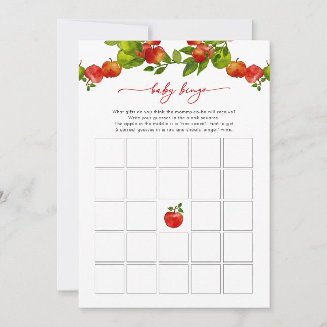 Apple Baby Shower Game Apple Baby Bingo Spiel (Vorderseite)
