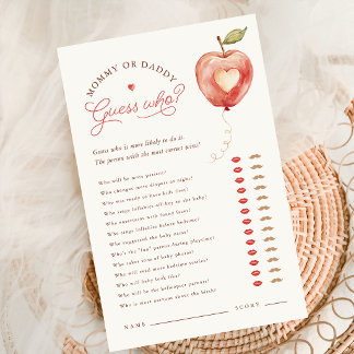 Apple Baby Shower Karte: Mami oder Papi Spiel