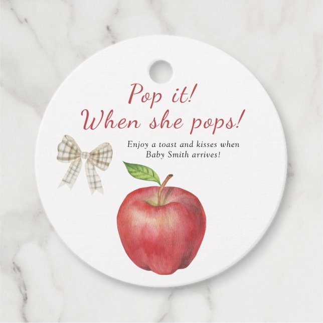 Apple Babydusche - Pop, wenn sie Pop Geschenkanhänger (Vorderseite)