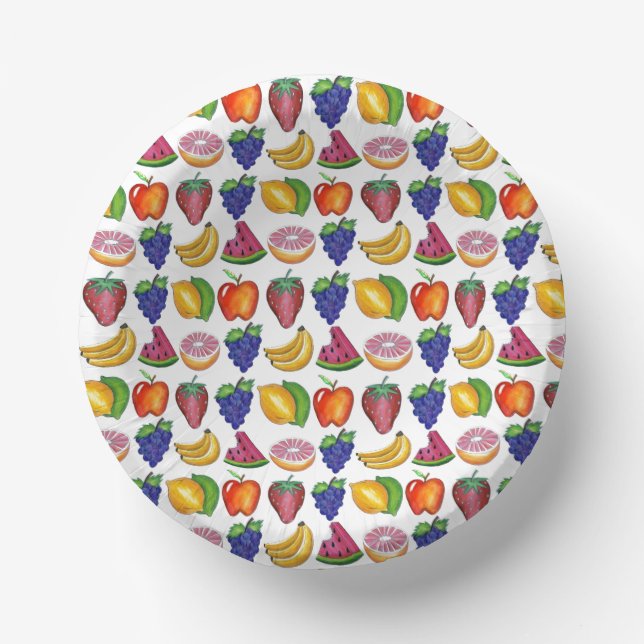 Apple Banana Lemon Limon Trauben Berry Fruchtsalat Pappteller (Vorderseite)