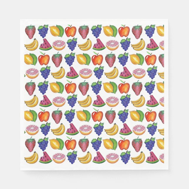Apple Banana Lemon Limon Trauben Berry Fruchtsalat Serviette (Vorderseite)
