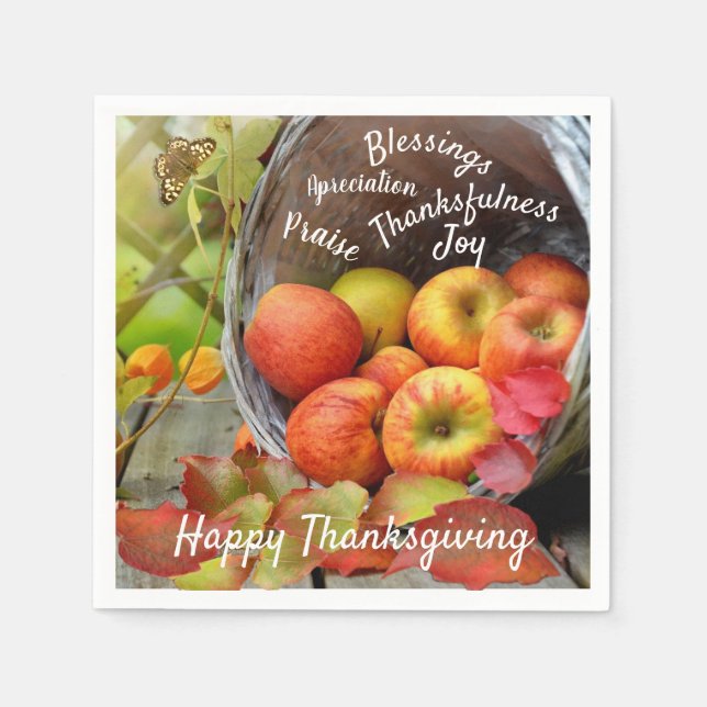 Apple Basket Lob und Erntedank Serviette (Vorderseite)