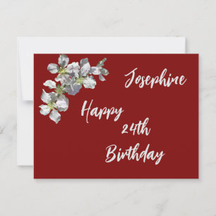 Apple Blossom auf Deep Red Namens und Alter Geburt Postkarte