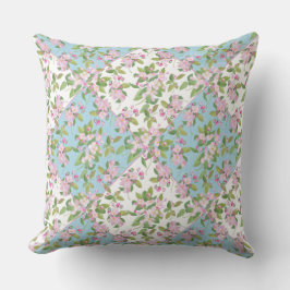 Apple Blossom auf Sky Blue and White Imitats Patch Kissen