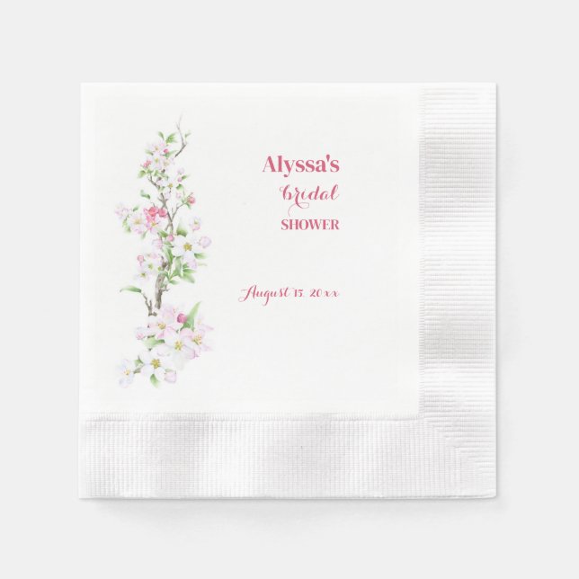 Apple Blossom Brautparty Personalisiert Cocktail Serviette (Vorderseite)
