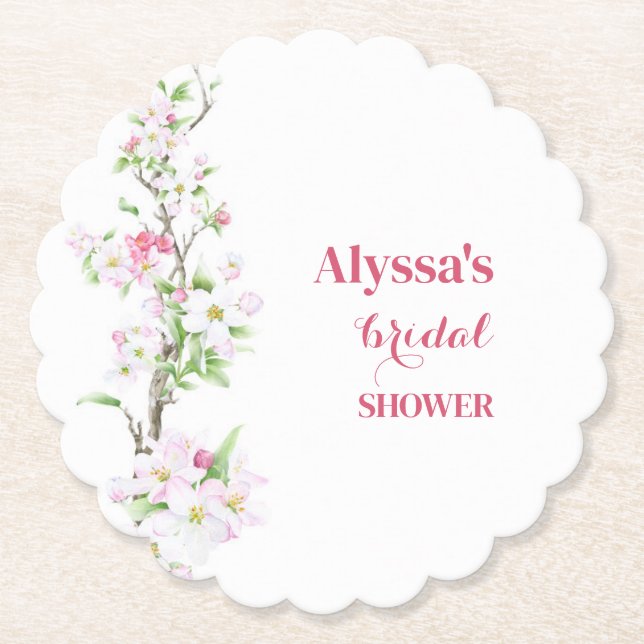 Apple Blossom Brautparty Personalisiert Untersetzer (Vorderseite)